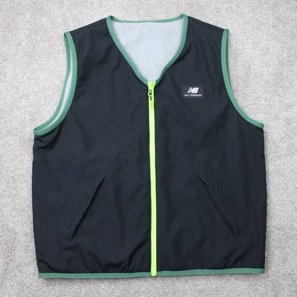 New Balance Reversible Vest Mens Medium All Terrain Fleece/Soft Shell Gray/Black - Picture 1 of 14